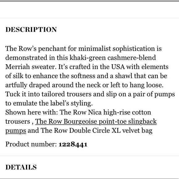 The Row Merriah Cashmere Sweater, Size M - Picture 4 of 9